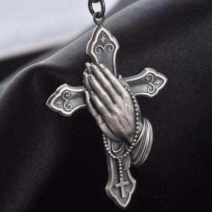 Punk Classic Style Cross Palm Metal Plating Unisex Pendant Necklace