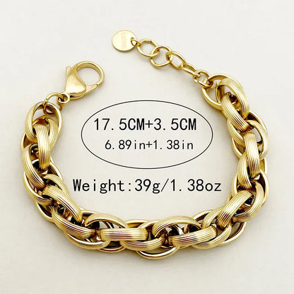 Punk Commute Solid Color 304 Stainless Steel 14K Gold Plated Bracelets In Bulk