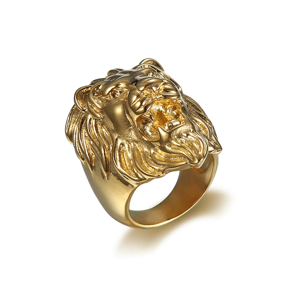 304 Stainless Steel Punk Cool Style Plating Lion Rings