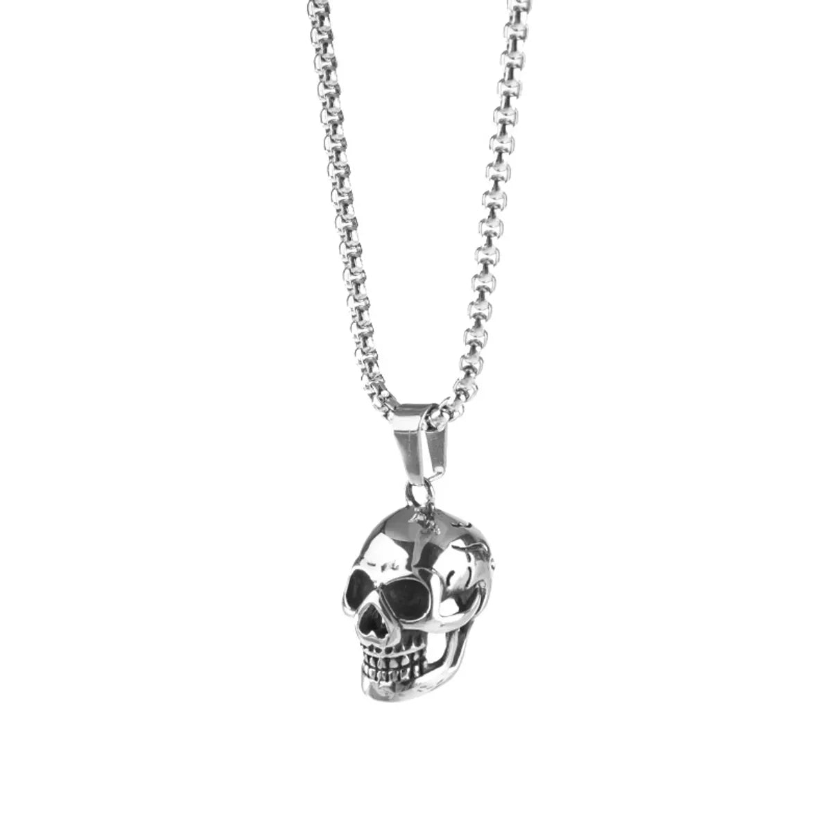 Punk Cool Style Skull Alloy Polishing Plating Men'S Pendant Necklace Long Necklace