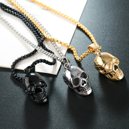 Punk Cool Style Skull Alloy Polishing Plating Men'S Pendant Necklace Long Necklace