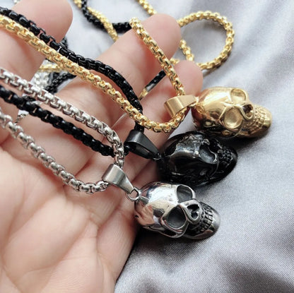 Punk Cool Style Skull Alloy Polishing Plating Men'S Pendant Necklace Long Necklace