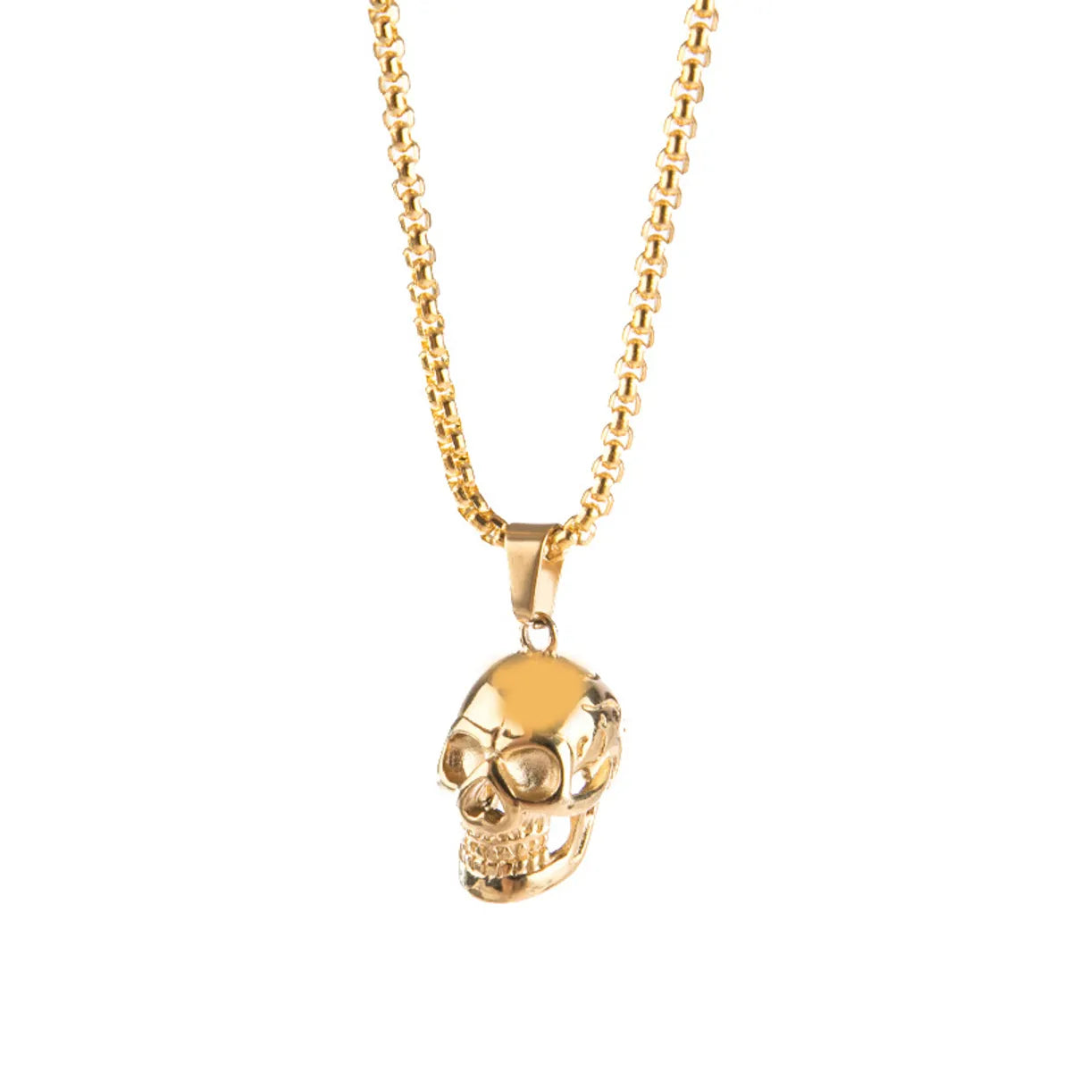 Punk Cool Style Skull Alloy Polishing Plating Men'S Pendant Necklace Long Necklace