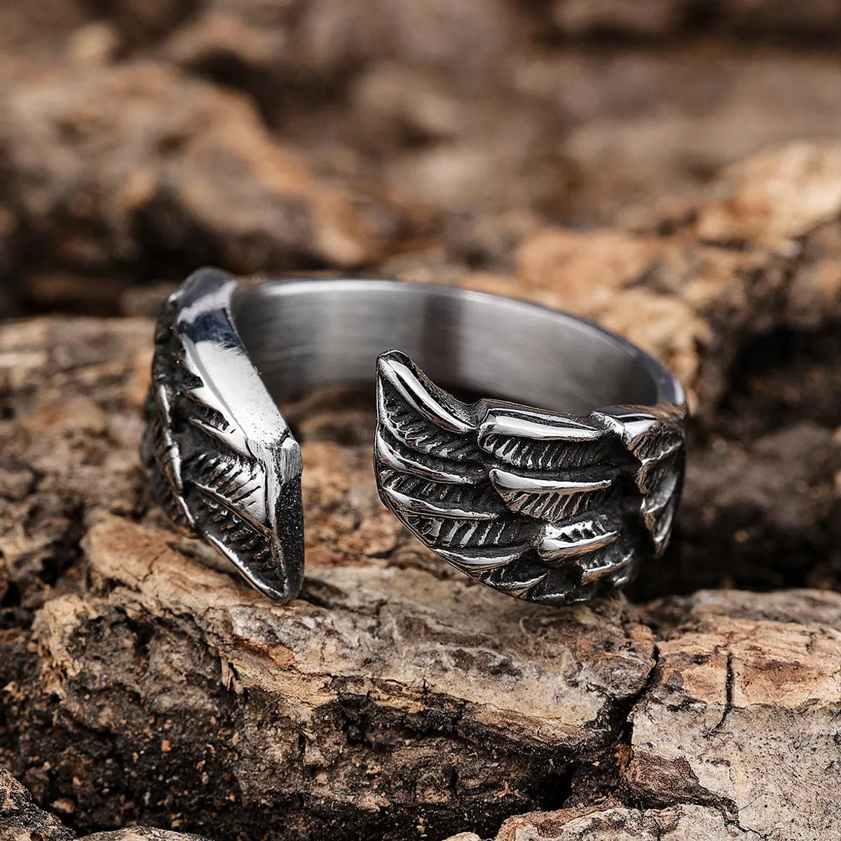 Punk Cool Style Wings 304 Stainless Steel Men'S Open Ring