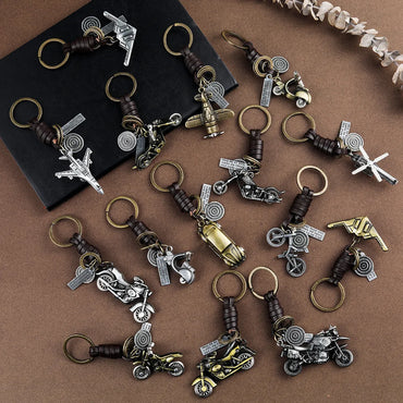 Punk Cowhide Aircraft Harley Motorcycle Keychain