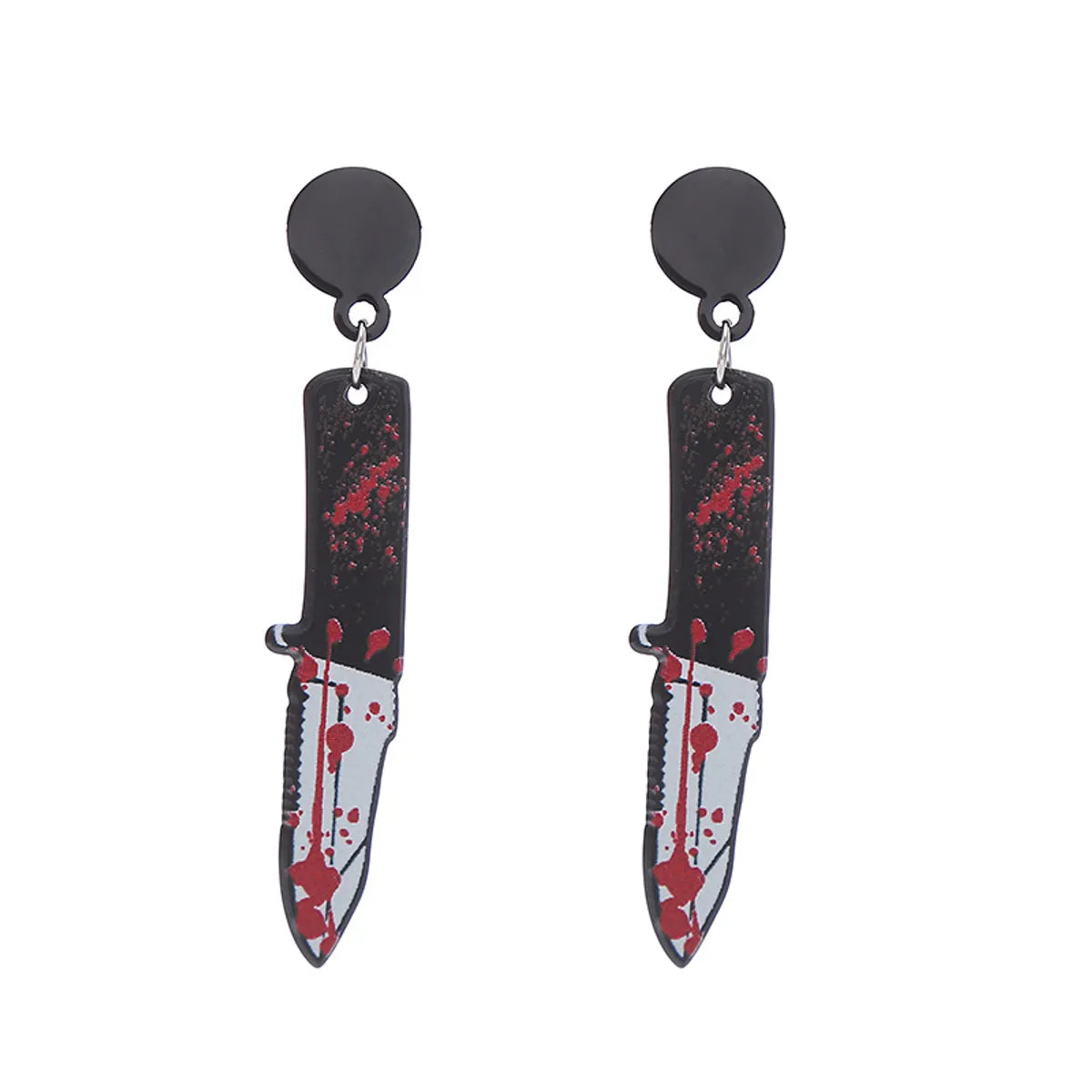 Punk Creative Black Acrylic Simulation Knife Axe Kitchen Knife Scissors Pendant Earrings