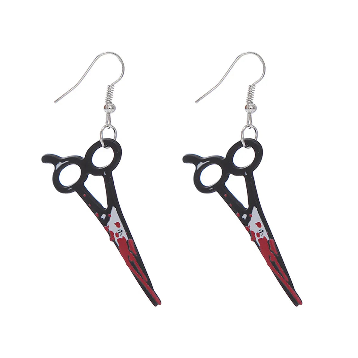 Punk Creative Black Acrylic Simulation Knife Axe Kitchen Knife Scissors Pendant Earrings