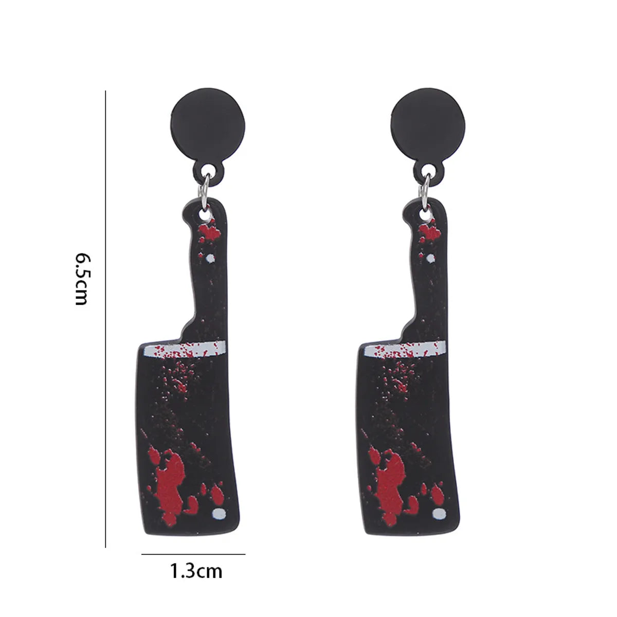 Punk Creative Black Acrylic Simulation Knife Axe Kitchen Knife Scissors Pendant Earrings