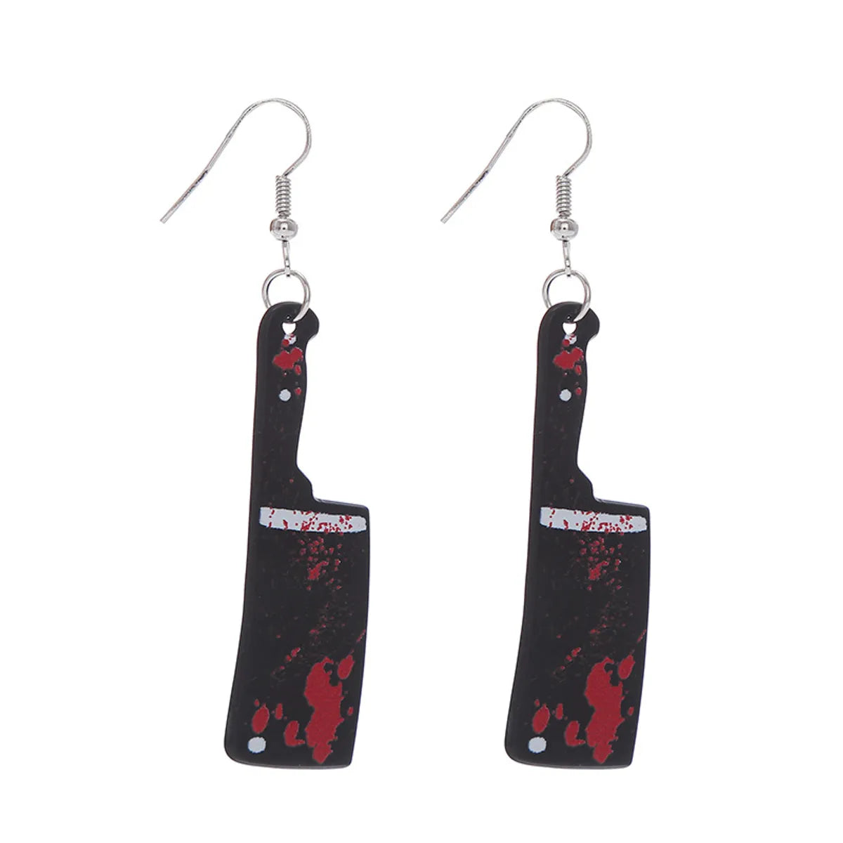 Punk Creative Black Acrylic Simulation Knife Axe Kitchen Knife Scissors Pendant Earrings