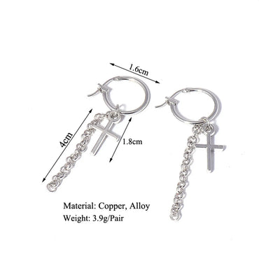 Punk Cross Chain Alloy Drop Earrings