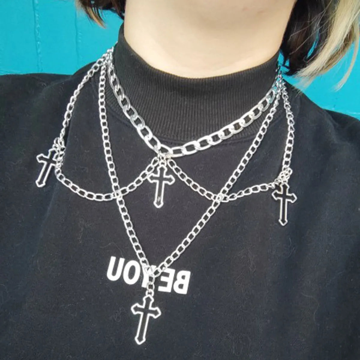 Punk Cross Alloy Plating Women'S Choker