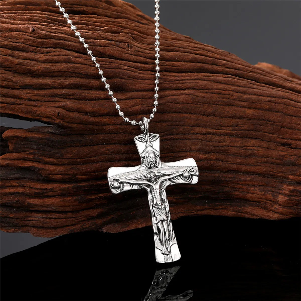 Punk Cross Nail Skull Alloy Titanium Steel Carving Men'S Pendant Necklace