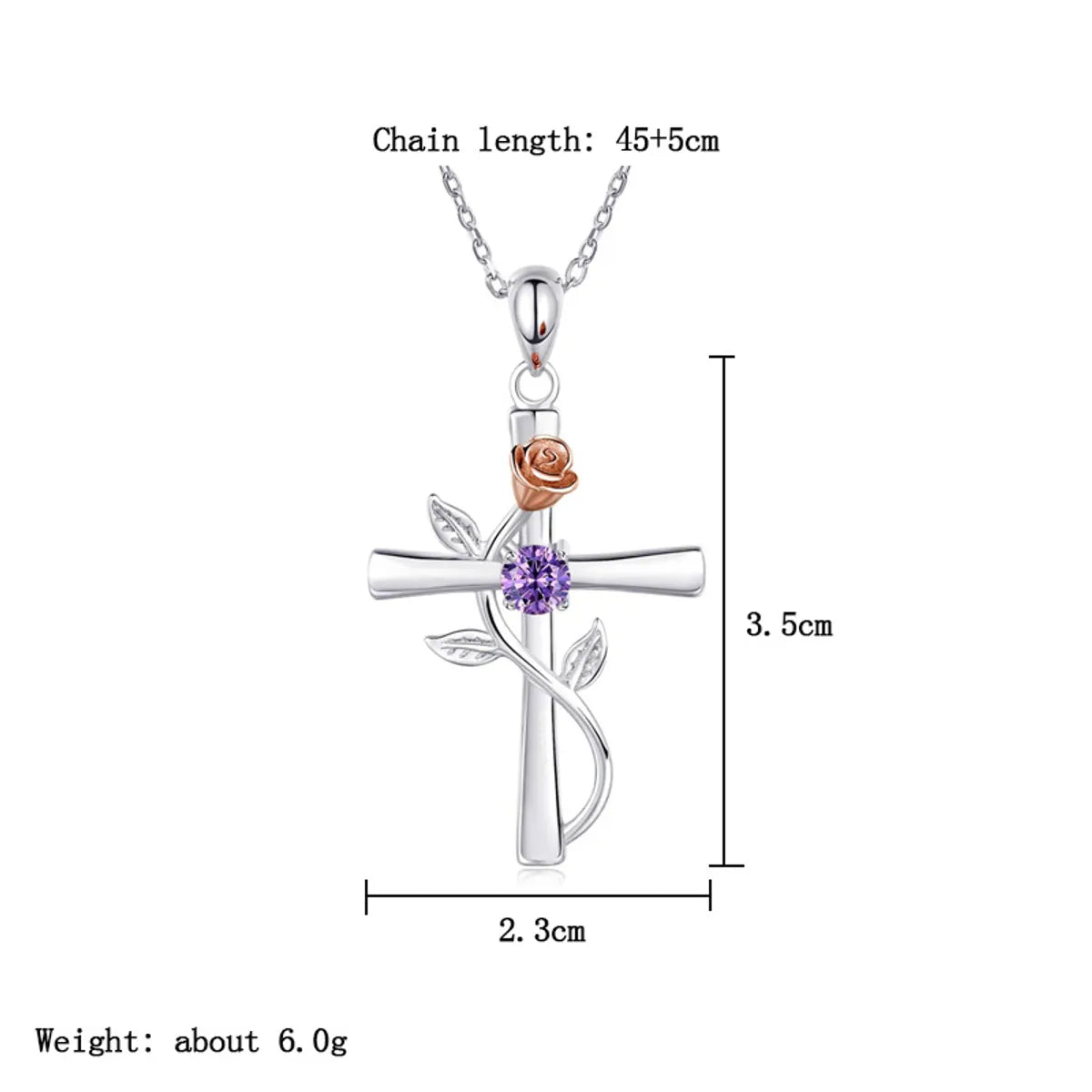 Punk Cross Rose Artificial Diamond Alloy Wholesale Pendant Necklace