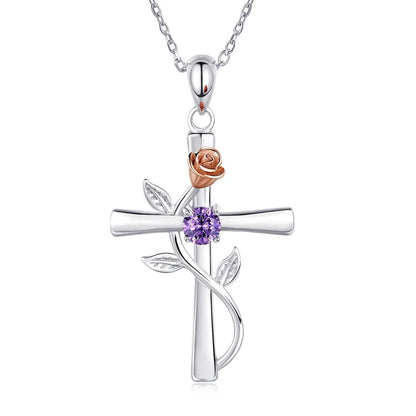 Punk Cross Rose Artificial Diamond Alloy Wholesale Pendant Necklace