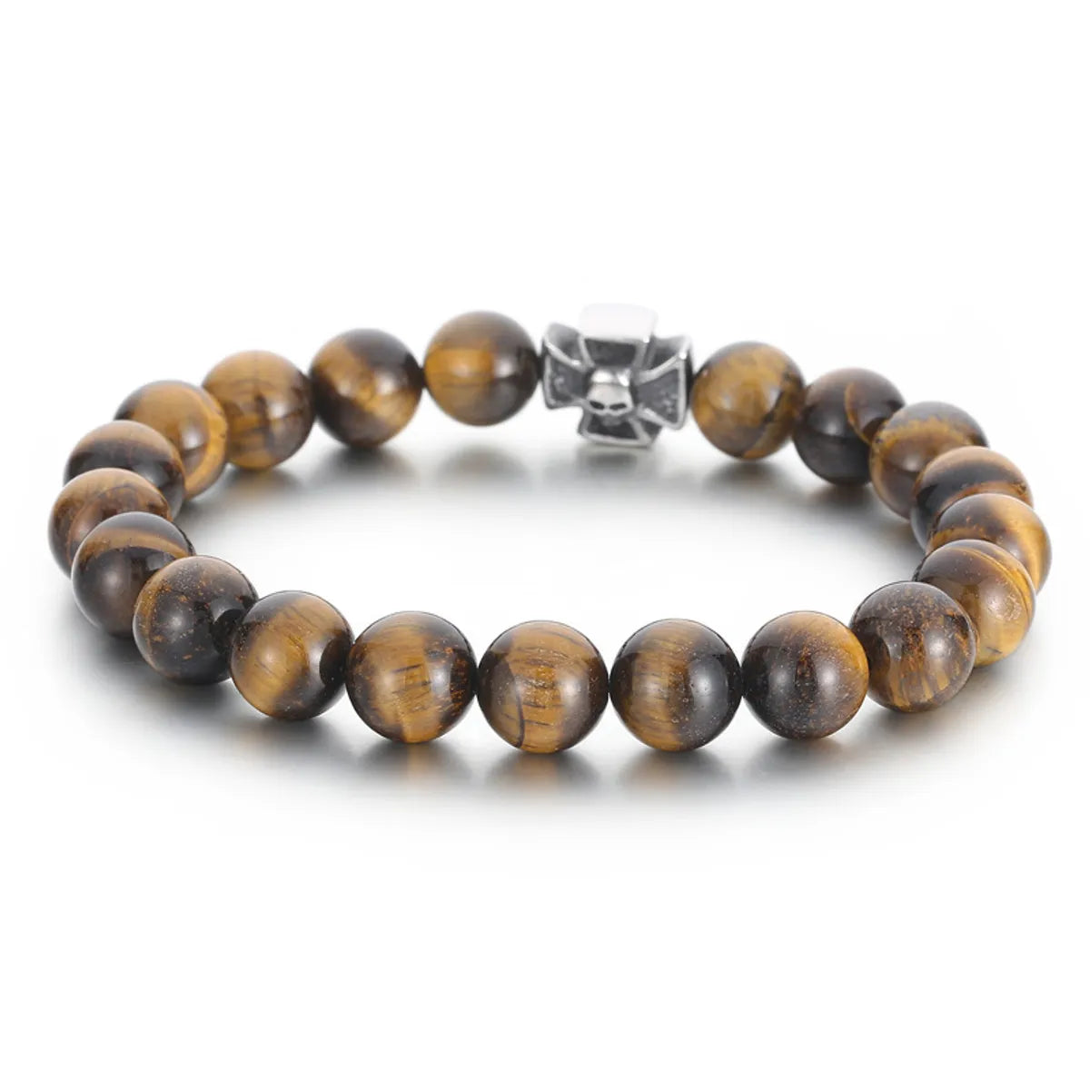 Punk Cross Skull Turquoise Agate Tiger Eye Men'S Bracelets