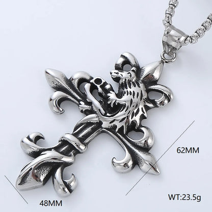 Punk Cross Stainless Steel Men'S Pendant Necklace