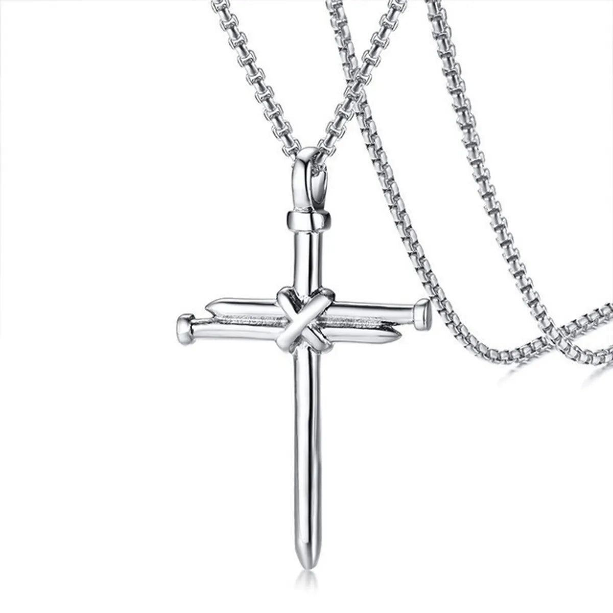 Punk Cross Stainless Steel Men'S Pendant Necklace