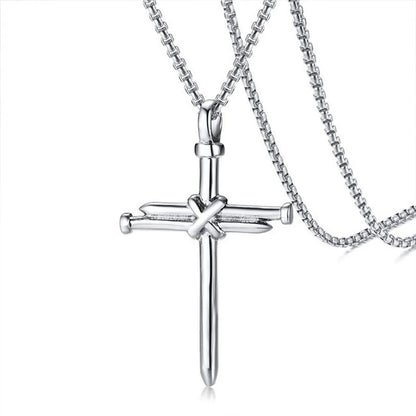 Punk Cross Stainless Steel Men'S Pendant Necklace