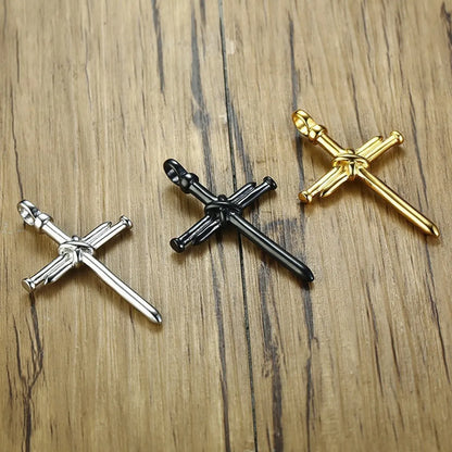 Punk Cross Stainless Steel Men'S Pendant Necklace