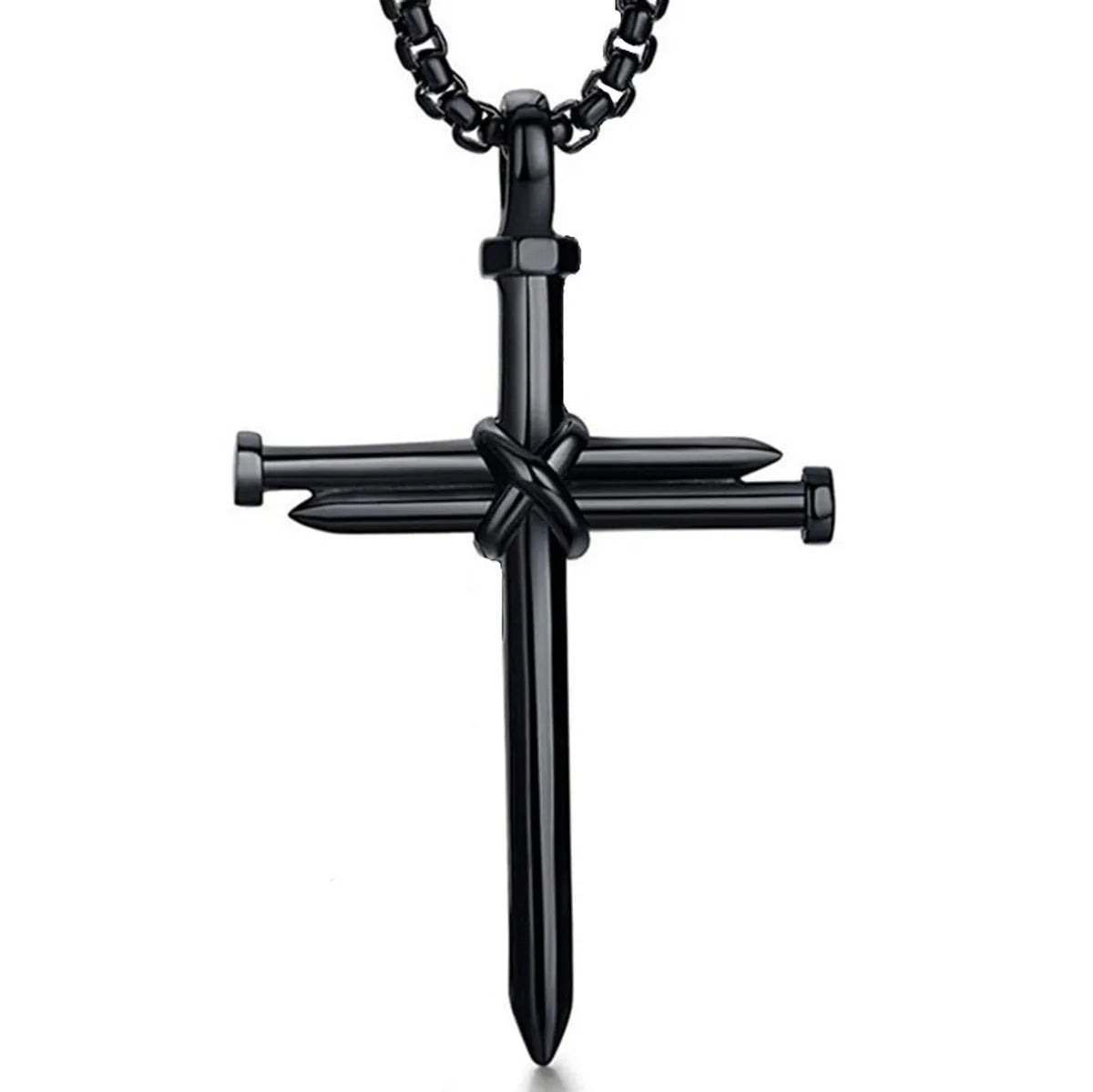 Punk Cross Stainless Steel Men'S Pendant Necklace