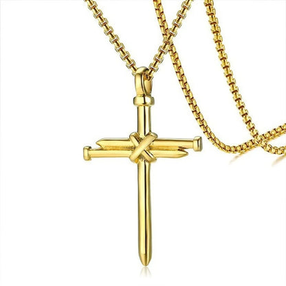 Punk Cross Stainless Steel Men'S Pendant Necklace