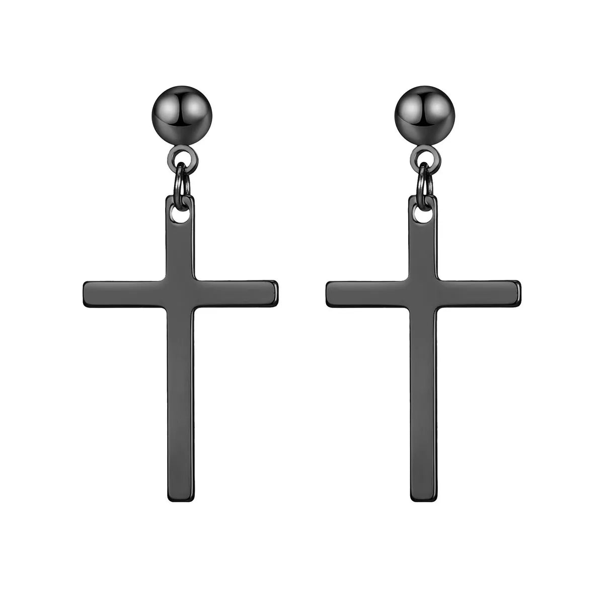 1 Piece Punk Cross Plating 201 Stainless Steel 18K Gold Plated Drop Earrings