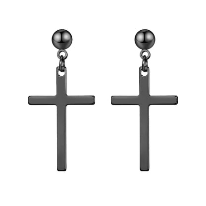 1 Piece Punk Cross Plating 201 Stainless Steel 18K Gold Plated Drop Earrings