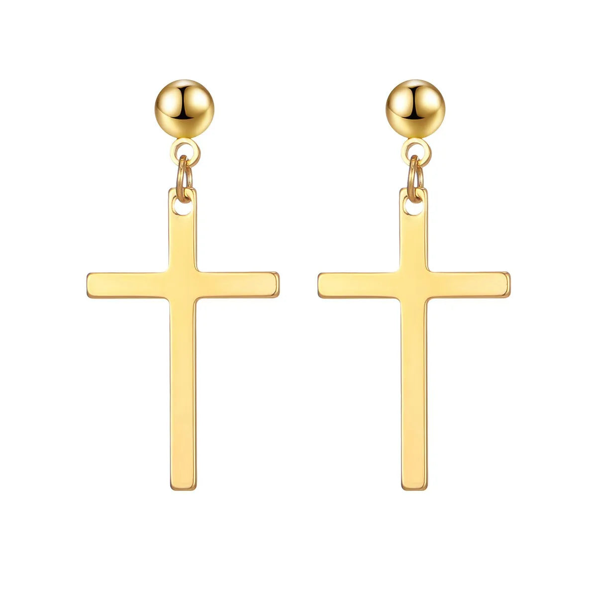 1 Piece Punk Cross Plating 201 Stainless Steel 18K Gold Plated Drop Earrings