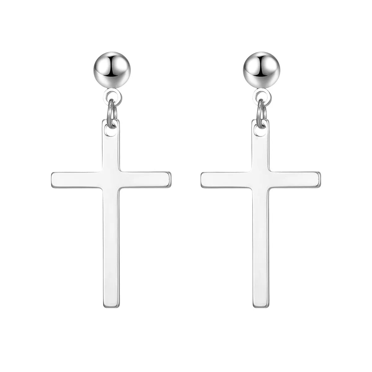 1 Piece Punk Cross Plating 201 Stainless Steel 18K Gold Plated Drop Earrings