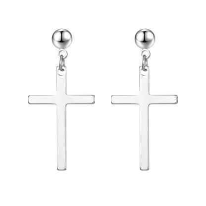 1 Piece Punk Cross Plating 201 Stainless Steel 18K Gold Plated Drop Earrings