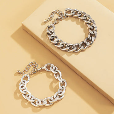 Punk Double Thick Chain Bracelet Set