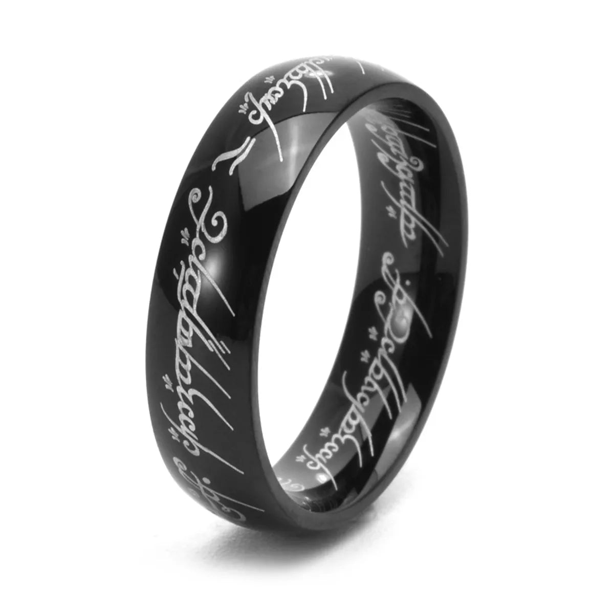 Punk Geometric Letter Titanium Steel Plating Rings