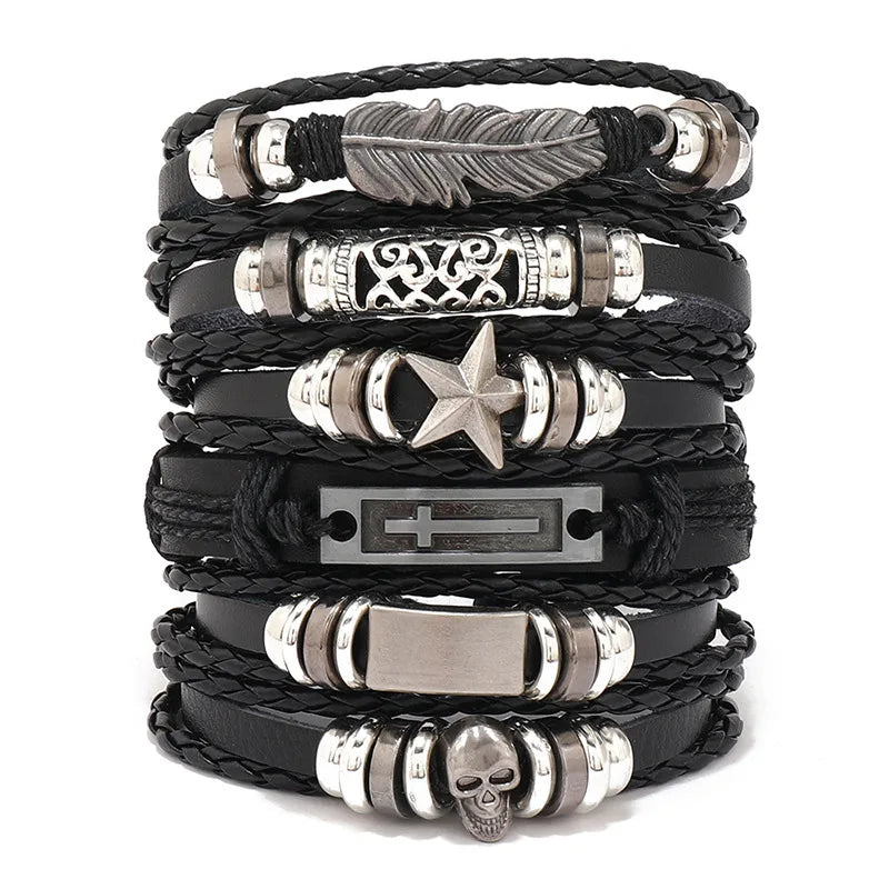 Punk Geometric Pu Leather Alloy Plastic Plating Unisex Bracelets 1 Set