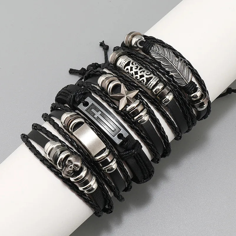 Punk Geometric Pu Leather Alloy Plastic Plating Unisex Bracelets 1 Set