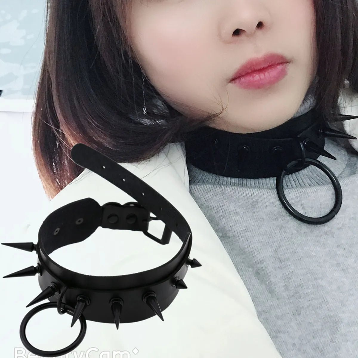 Punk Geometric Pu Leather  Unisex Choker