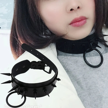 Punk Geometric Pu Leather  Unisex Choker