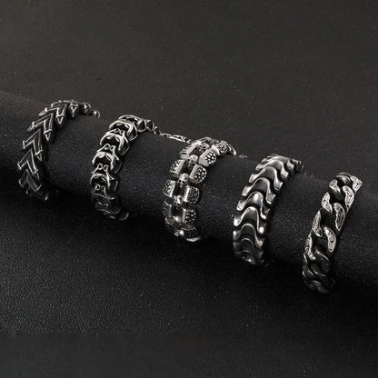 Punk Geometric Stainless Steel Men'S Bracelets