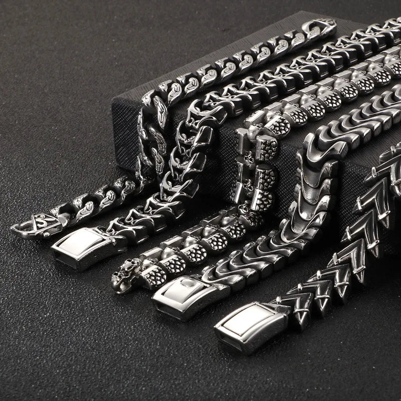 Punk Geometric Stainless Steel Men'S Bracelets