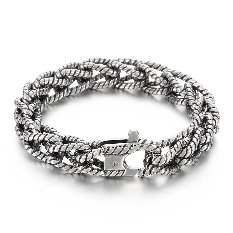 Punk Geometric Titanium Steel Men'S Bracelets