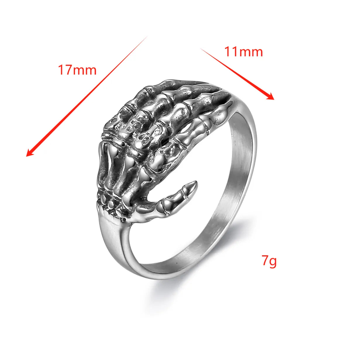 Punk Hand Skull 304 Stainless Steel Polishing Unisex Rings