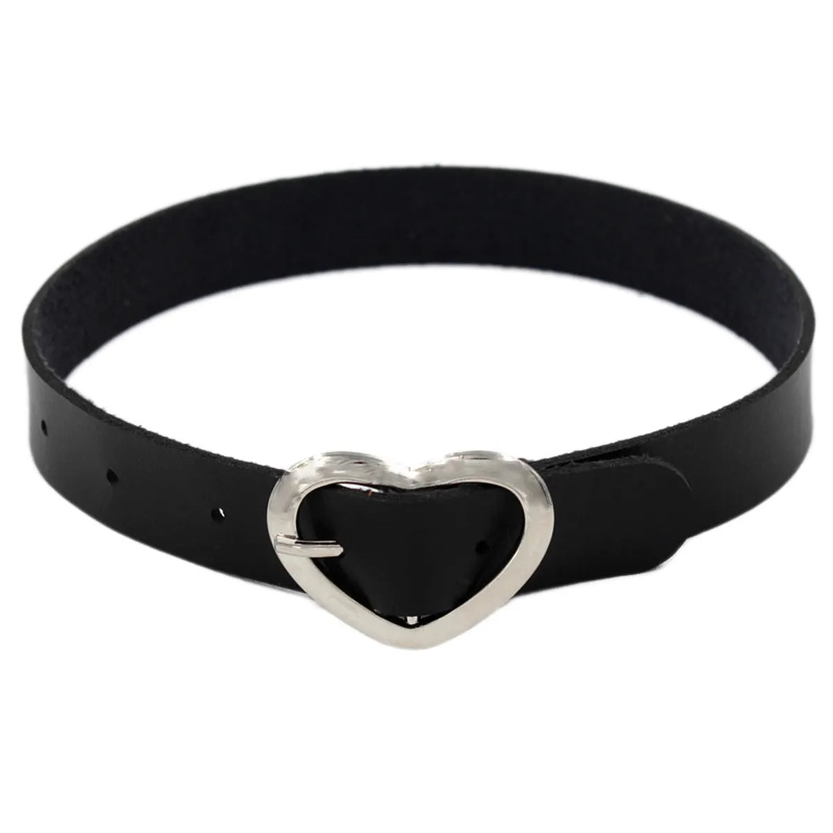 Punk Heart Shape Pu Leather Metal Women's Choker