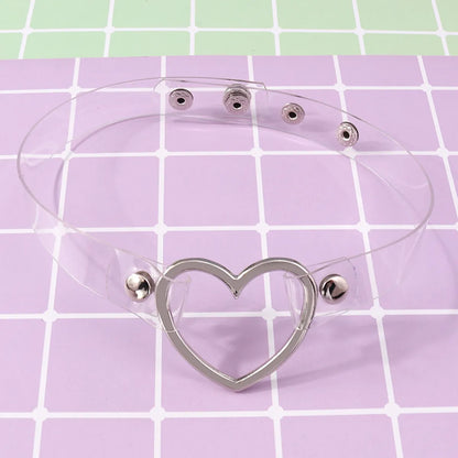 Punk Heart Shape Pu Leather  Choker