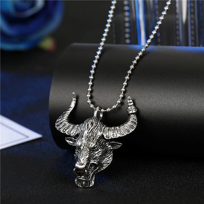 Personalized Men'S Necklace Punk Hip Hop Skull Wings Goat Animal Pendant Alloy Necklace