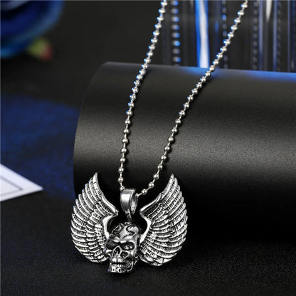 Personalized Men'S Necklace Punk Hip Hop Skull Wings Goat Animal Pendant Alloy Necklace