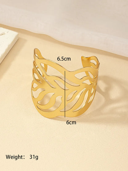 Punk Leaves Alloy Plating Gold Plated Women'S Bangle