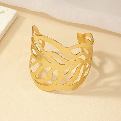 Punk Leaves Alloy Plating Gold Plated Women'S Bangle