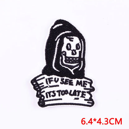 Punk Letter Skull Embroidery Thread Cloth Sticker 1 Piece