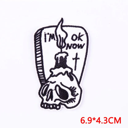 Punk Letter Skull Embroidery Thread Cloth Sticker 1 Piece