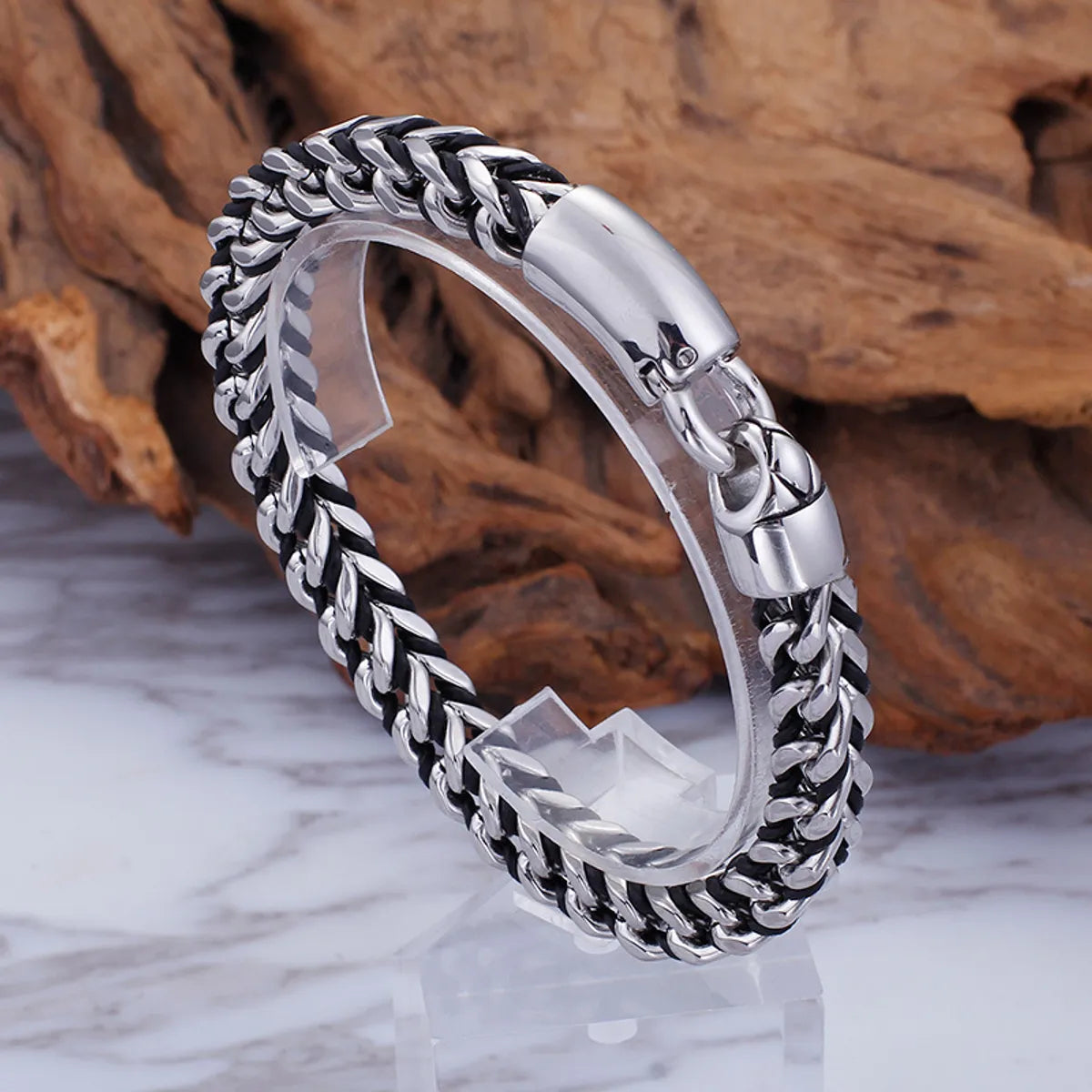 Punk Modern Style Geometric Titanium Steel Plating 18K Gold Plated Men'S Bracelets