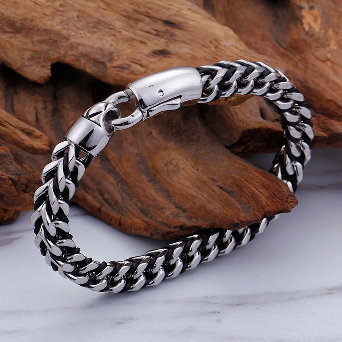 Punk Modern Style Geometric Titanium Steel Plating 18K Gold Plated Men'S Bracelets